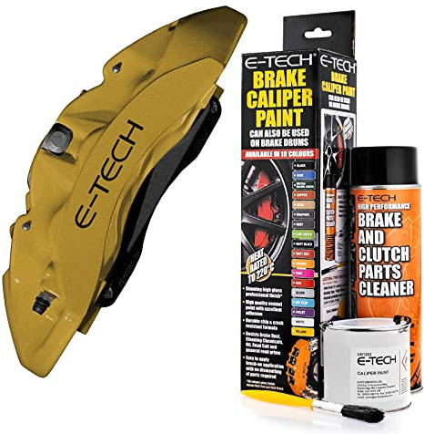 E-TECH Gold Brake Caliper/Drum Paint - EBCP-G - Complete Kit Inc Paint/Cleaner & Brush