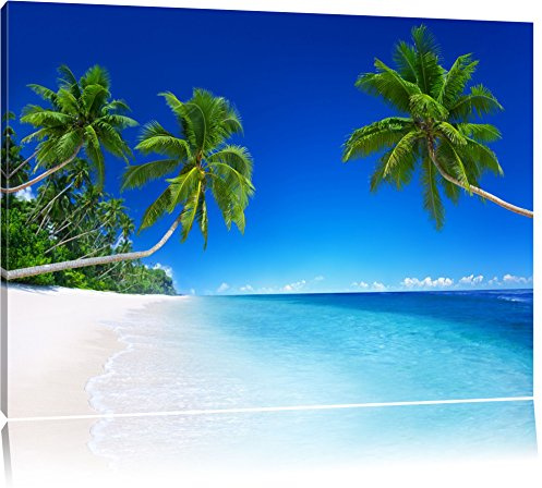 Pixxprint Palmen über dem Meer, Größe: 60x40cm, Leinwandbild, fertig gespannt, Wandbild, Dekoration, Kunstdruck, kein Poster