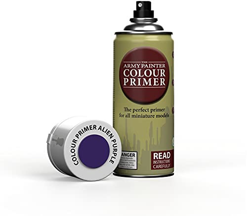 The Army Painter Colour Primer Alien Purple, 400 mL Acrylic Spray Primer, Spray Paint Basecoat for Miniature Priming, Tabletop Roleplaying, Boardgames, and Wargames Miniature Modelling