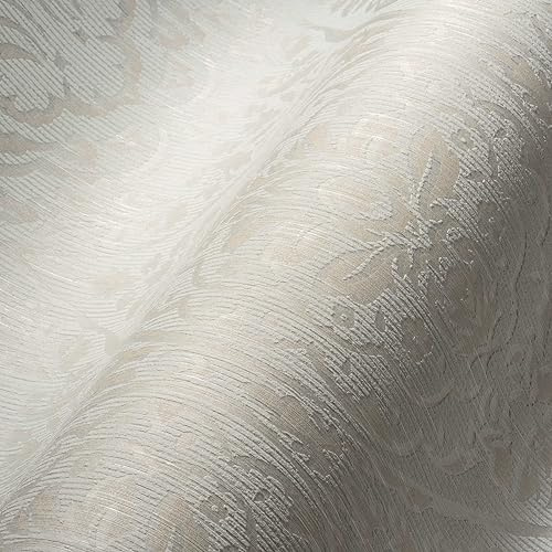 A.S. Création Architects Paper Textiltapete Tessuto 2 Tapete mit Ornamenten barock 10,05 m x 0,53 m creme weiß Made in Germany 961954 96195-4