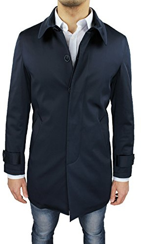 Giaccone Soprabito Uomo Blu Scuro Invernale Casual Elegante Giacca Trench Nuovo Sartoriale