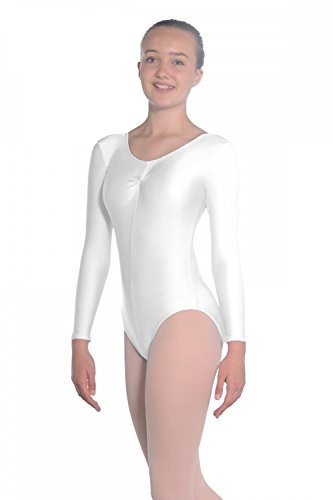 Roch Valley Martene Long Sleeve Nylon/Lycra Leotard 9-10 Jahre Weiß