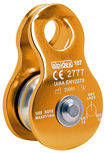 ALPIDEX Remskiva 20 kN | Mobil Remskiva | Remskiveblock | Standard EN12278 | Linor upp till 11 mm Diameter | Kabelremskivor | Remskivor | Remhjul för Rep | Reprulle Flasktåg, Färg:orange