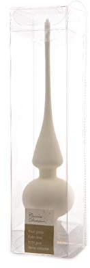 Christbaumspitze Glas 26cm hoch, D=6cm Weihnachtsbaumspitze weiß wollweiß Creme matt