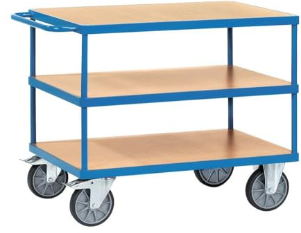 Fetra Transportgeräte mtpic2420 F 500 Regal Wagen mit Tablett, 3 rechteckig, 228 mm, 544 mm, 860 mm, 850 mm x 500 mm Plattform, 160 mm Rollen Durchmesser