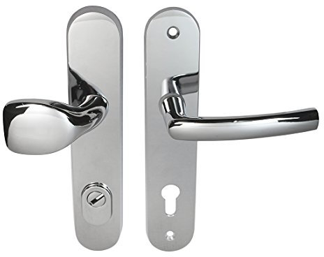 Häusler Onlinehandel GmbH Haustür Schutzbeschlag Security 303 Chrom HS-92 mm mit ZA Türdrücker