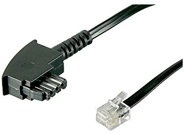 Goobay 68538 TAE Telefonkabel 15m / TAE-F Stecker auf Westernstecker / RJ11 RJ14 6P4C Router Kabel / Flachkabel Telefon Siemens Telekom Vodafone / DSL Kabel / 15 Meter