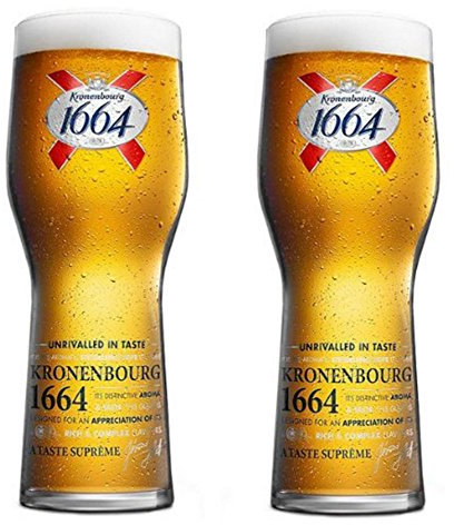 Kronenbourg 1664 Pint Glasses CE Marked 568 millilitre/20 ounce (Set of 2) by Kronenbourg 1664