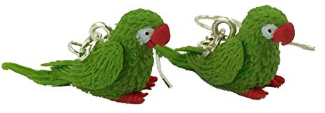Miniblings Papagei Ohrringe Hänger Amazonaspapagei Amazone Miniatur Vogel grün - Handmade Modeschmuck I Ohrhänger Ohrschmuck versilbert