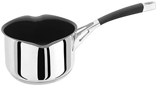 Stellar Flow 14cm Milk Pan, Non-Stick, 1.1 Litre Capacity, Stainless Steel Cooking Pot, Oven Safe Cookware