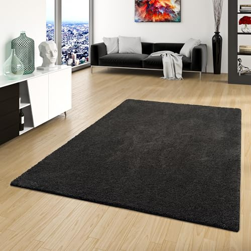 Palace Hochflor Shaggy Teppich Grau Anthrazit in 24 Größen