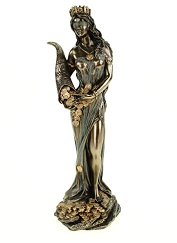 Veronese Römische Göttin Fortuna 19 cm bronziert Figur Glück Glückspiel Bronzierte Polyresin Skulptur Statue für Wohnzimmer, Büro Glücksbringer Deko