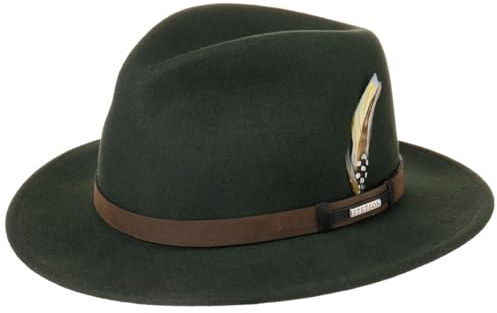 Stetson Sardis VitaFelt Traveller Hut Wollfilz Ledergarniturband Made in USA Damen und Herren Sommer Winter grün XXL (62-63 cm)