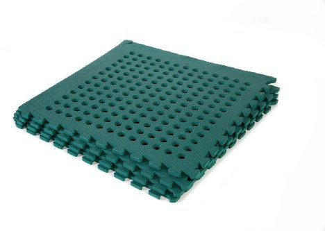 Easimat Garden Safety Mat Green, 128 Square Feet Coverage, 32 Interlocking EVA Tiles, 24 x 24 inch with Edging Strips