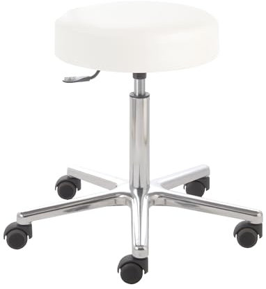 Prova Nova GmbH Roll- und Drehhocker puffi® 4101, Sitzhöhe ca. 53-73 cm, Rollen/Bodengleiter:weiche Radbandage, Polsterdekor:Stamskin blütenweiß