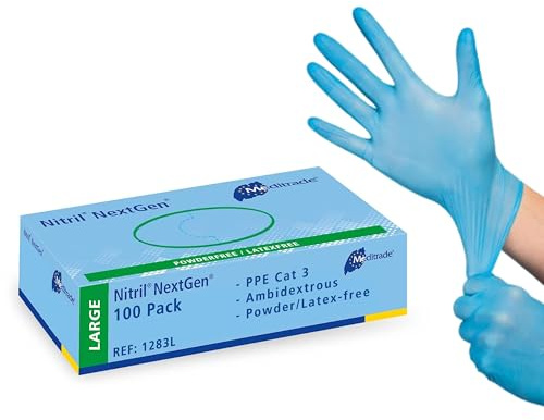 Meditrade 1283L | NextGen, Nitrile Examination Gloves, Large, N/S, P/F, Blue, x100