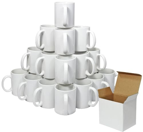 72 Tazas 325ml Recubiertas de Polímero Blanco para Sublimación con Cajas Tazas Blancas Sublimación 11 oz de AAA Grado Cerámico para Sublimar Personalizar con Prensas de Calor por Transferencia Térmica