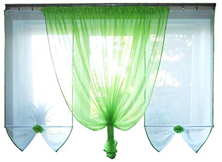 FK-Lampem TOP Kindergardine Set Fertiggardine aus Voile Top Design Set Schöne Gardine AK2 Modern (Grün)