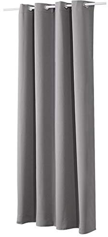 WOLTU Gardinen mit Ösen, Verdunklungsvorhang für Wohnzimmer Schlafzimmer, Blickdicht, gegen Kälte und Hitze, 250g/m² Dicke, 135 x 245 cm, Dunkelgrau