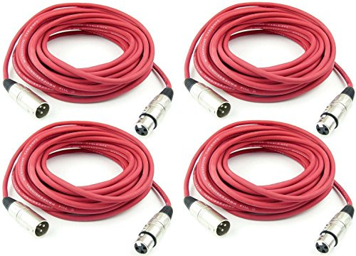 Adam Hall Cables 4 Stück K3MMF1000RED Mikrofonkabel 10m Rot XLR female auf XLR male DMX Audio Kabel 3 pol polig (10 m, Rot, 4)