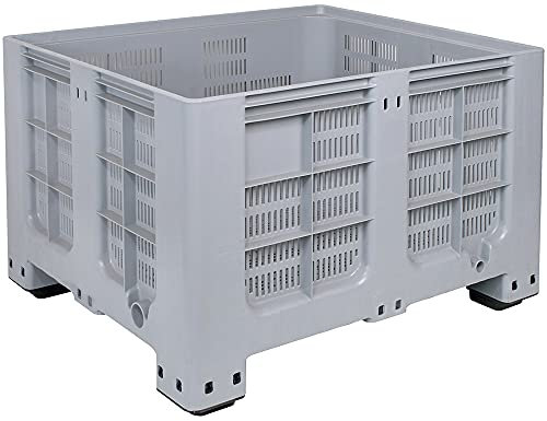 BRB Palettenbox, Industrieausführung, LxBxH 1200x1000x760 mm, Boden/Wände durchbrochen, mit 4 Füßen, 610 Liter, grau