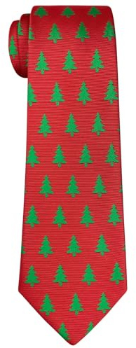 Retreez Corbata de Navidad microfibra de Patrón de Árbol de Navidad de Navidad para niño 8-10 años - Rojo