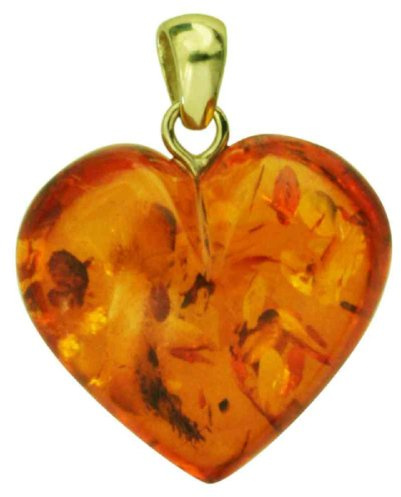 InCollections Damen-Anhänger 333/000 Goldschlaufe mit Bernstein-Herz OS08389