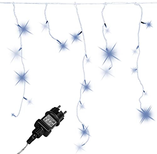 VOLTRONIC Eisregen Lichterkette, innen und außen, IP44, Größen- und Farbwahl, 400 LEDs, kaltweiß