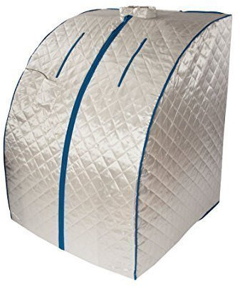 chi-enterprise – Silberne Portable Infrarotsauna XL Deluxe | Faltbare Heimsauna für 1 Person | Kompakte Mobile Sauna mit Wärmefunktion & Klapphocker | Wellness-Entspannung für Zuhause