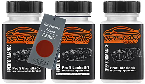 TRISTARcolor Billack Backstift set för Honda/Acura R539P Passion Red Perl/Molten Lava Perl basecoat klarlack 50ml vardera