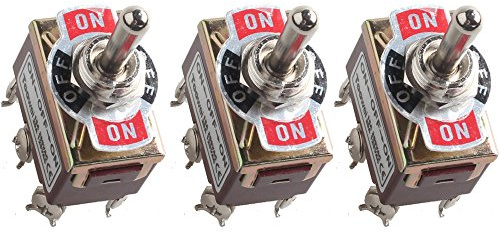 Mintice™ 3 X Interrupteur Inverseur à Bascule momentané Levier en Métal ON/OFF/ON 6 Terminal Pin DPDT Poids Lourd 20A 125V 15A 250V Voiture Moto