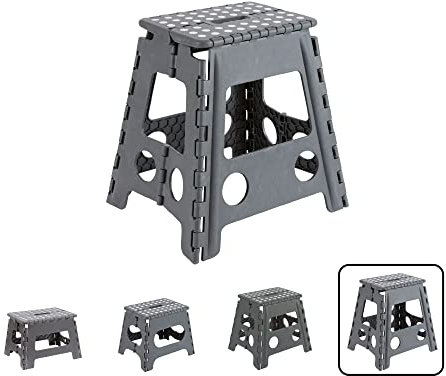 ARREGUI TB-039-G Taburete Plegable Cocina o Baño| Escalera Pequeña | Taburete Infantil | Banqueta | Escalón para Adultos y Niños (hasta 150Kg) | 39 cm de Altura | Gris