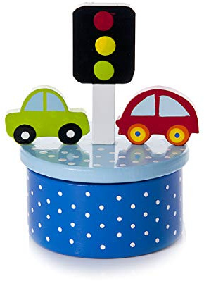 Blaue Auto Baby Spieluhr Spieldose Holz spielt den ABC Song für Jungen