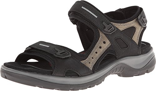 ECCO Women's Yucatan Sport Sandal, Black/Mole/Black Oil Nubuck, 9-9.5