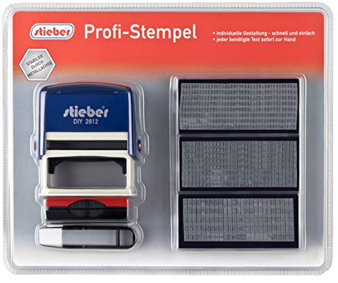 stieber Profi Stempel 5 Zeilen SUPER Maxi Set 2015: 6 Typensätze, 2 Kissen, Stempelunterlage (Bügelfarbe unten wählbar) (Bügelfarbe blau)