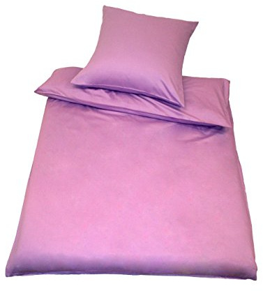 Kinzler B-10001/22 hochwertige Baumwoll-Satin Bettwäsche Uni, modern, 80x80 + 155x200 cm, Flieder