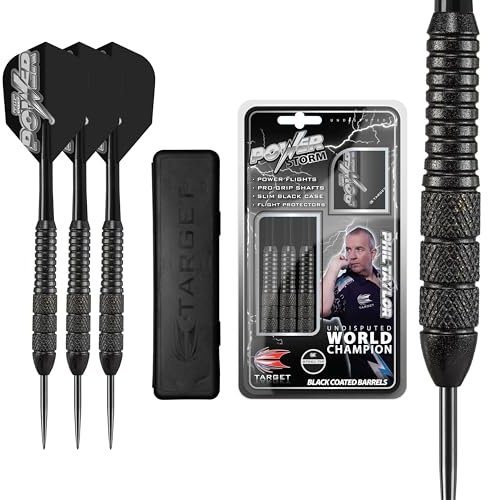 Target Darts Phil Taylor Power Sturmschwarz 22G Messing Steeldarts-Set Dartpfeile