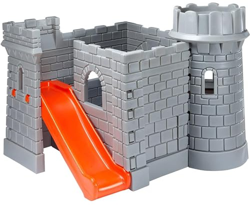 Little Tikes Castello Classico, Gioco per Esterni, Torre di Vedetta con Piattaforma e Scivolo, Facile da Arrampicarsi, Stimola la Fantasia, Per Bambini dai 24 Mesi ai 6 Anni, Disegno in Pietra
