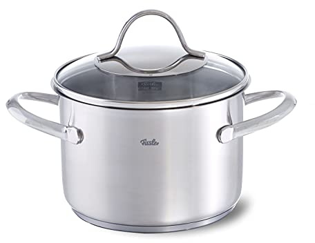 Fissler paris / Edelstahl-Topf (2,1 L - Ø 16 cm) Kochtopf mit Glas-Deckel, Schüttrand, energiesparend - Induktion