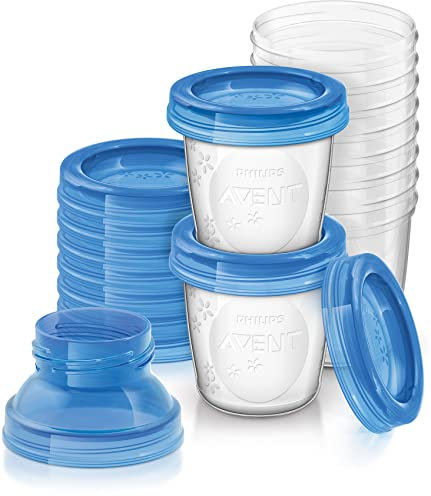 Philips Avent Système de Conservation du Lait Maternel, Pots de Conservation180 ml, Couvercles Vissables et Adaptateur