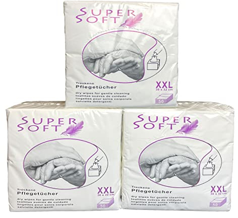 SuperSoft (Das Original), 150 seifenfreie Wisch- & Pflegetücher, trocken, aus Viskose & PES, sehr weich