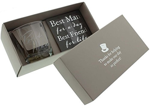 Harvey Makin Amore by con texto en inglés vaso de Whisky y posavasos para mantener los - mejor hombre para regalos de boda