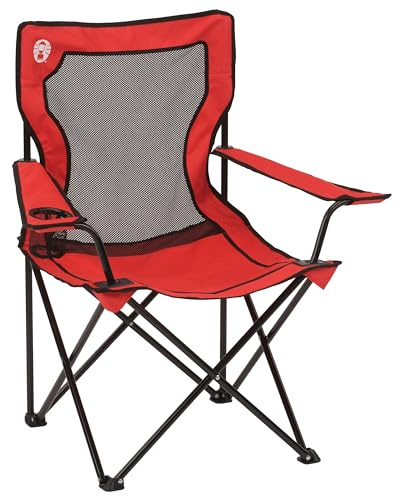 Coleman Breitband Mesh Quad Campingstuhl, Stahllegierung, Rot, 1 EA