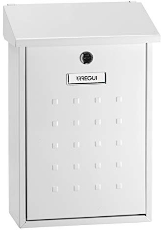 ARREGUI Premium E5601 Buzón Exterior de Acero Tamaño M (Correo DIN A4 y Revistas) | Buzón de Pared Mediano | Buzón de Correo Individual | Antilluvia | Fácil de Instalar | Blanco