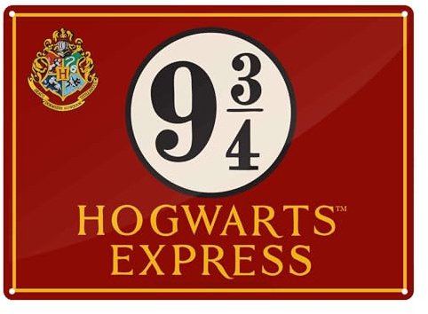 Half Moon Bay | Harry Potter | Hogwarts Express Platform 9 3/4 | A5 Metal Wall Art Tin Sign | Official Merchandise | Home Bedroom Plaque Decor | Birthday or Christmas Gift
