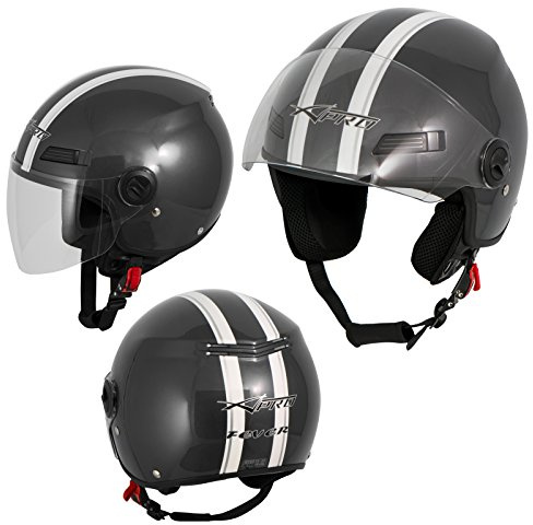 Casque avec Moto Scooter Quad Jet Visiere ECE 22-06 Gris M