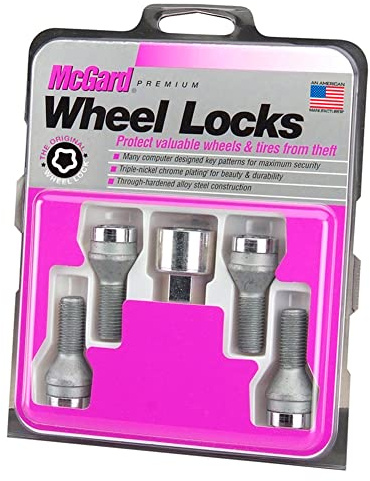 McGard Boulons antivol M12x1.50 - Conique - Longueur 42.1mm (Ouverture de clé 17mm), silver
