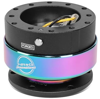 NRG Innovations Steering Wheel Quick Release Kit, Black Body, Neo Chrome Ring, 6x70mm & 6x74mm Bolt Pattern, NRG-SRK-200BK-MC