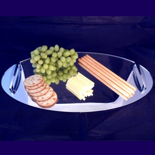 Super Cool Creations Spiegeltablett oval, 41 x 22 cm, silberfarben