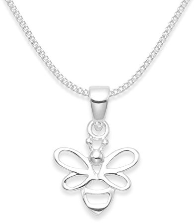 Sterling Silver Bee Necklace on 40cm - 16 sterling silver chain - SIZE: 13mm x 12mm (20mm including pendant top). Branded Gift Box. 8088